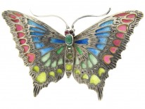 Art Nouveau Plique-à-Jour Silver Butterfly Brooch