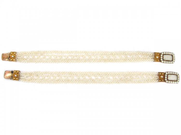 Pair of Georgian Seed Pearl Bracelets