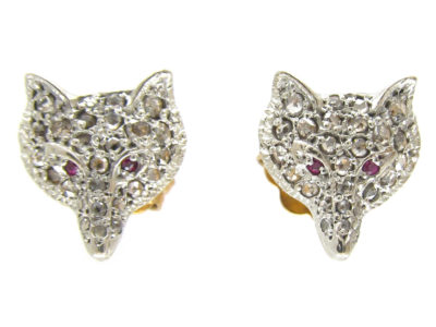 Diamond & Ruby Fox Earrings