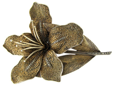 Theodor Fahrner Large Silver Gilt & Marcasite Brooch