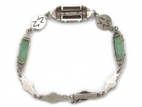 Art Deco Silver, Citrine, Marcasite & Amazonite Bracelet