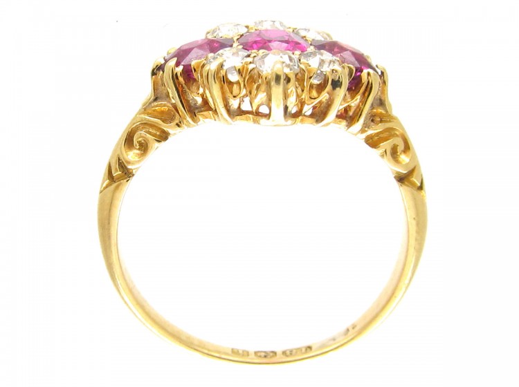 Burma Ruby & Diamond Cluster Ring