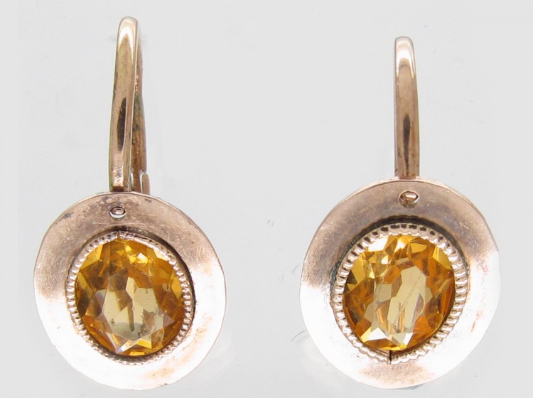 Georgian Gold & Yellow Paste Earrings