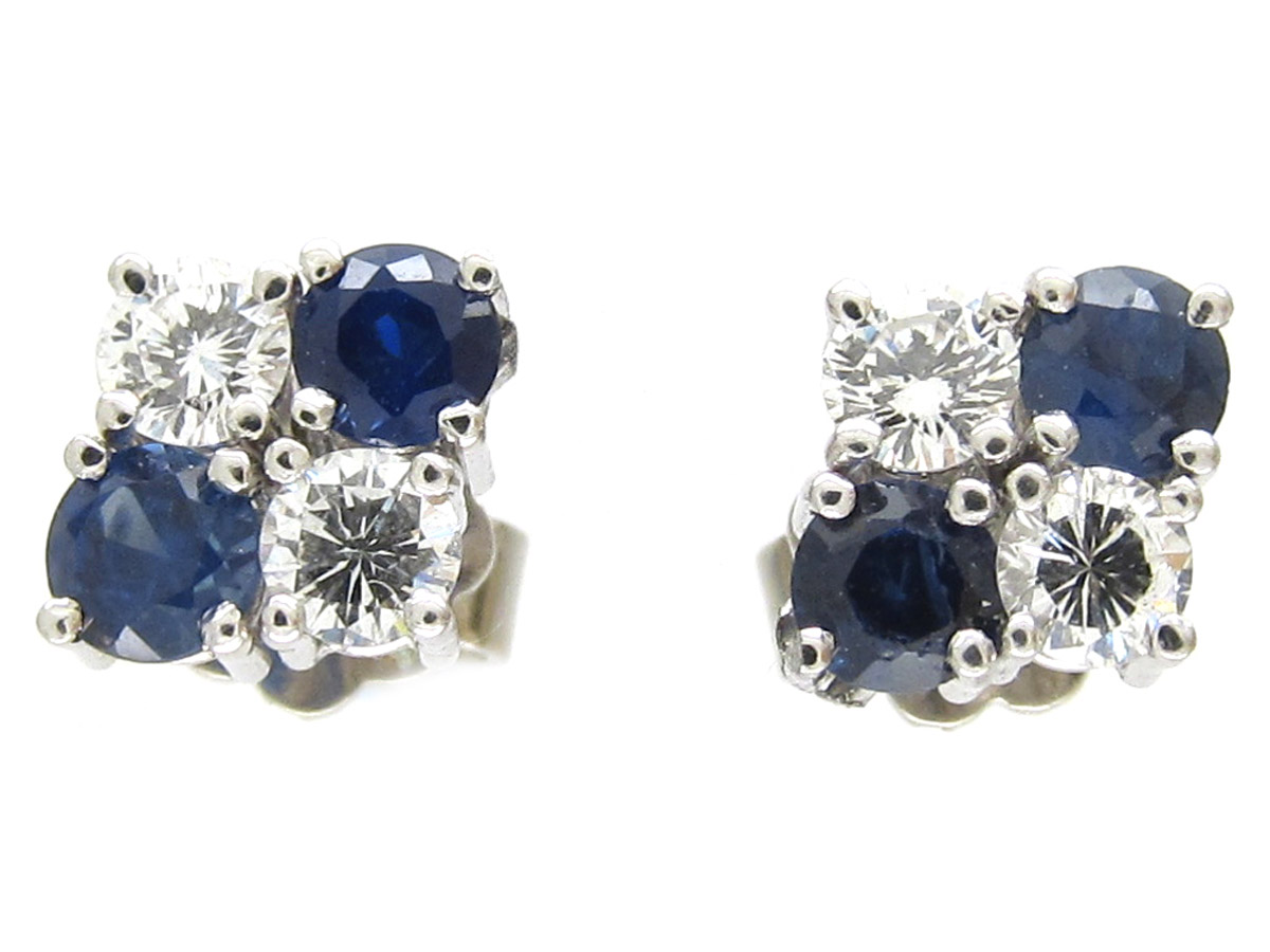 Sapphire & Diamond Earrings (784E) | The Antique Jewellery Company