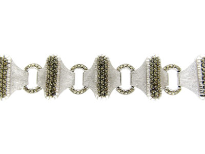 Art Deco Silver & Marcasite Switchback Bracelet by Theodor Fahrner