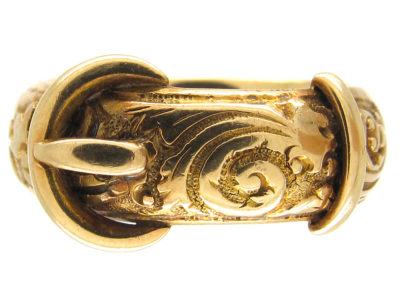 Victorian Carved 18ct Gold Buckle Ring