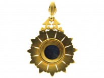 Victorian 18ct Gold Lapis Lazuli & Natural Split Pearl Pendant
