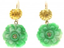 Diamond & Jade Flower Earrings