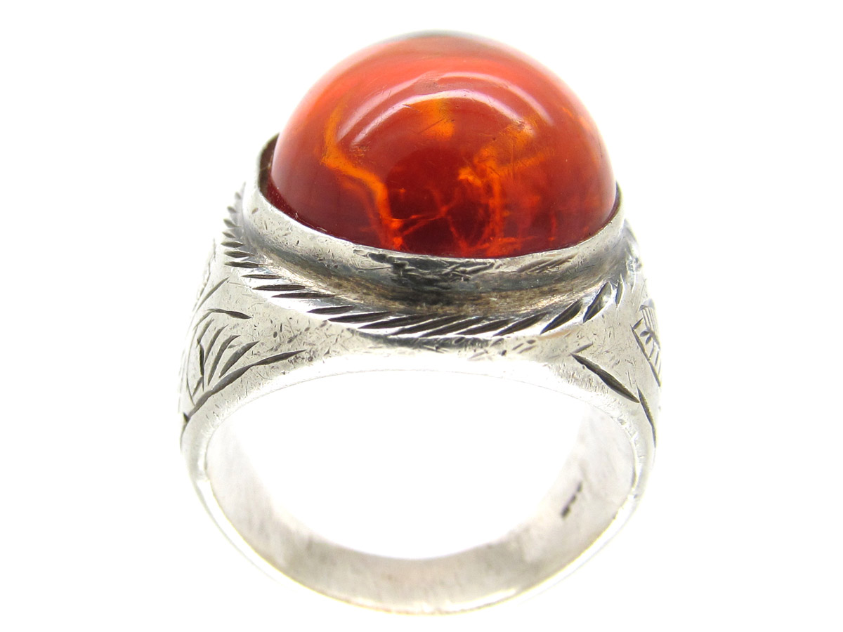 Russian Amber Ring (10F) | The Antique Jewellery Company