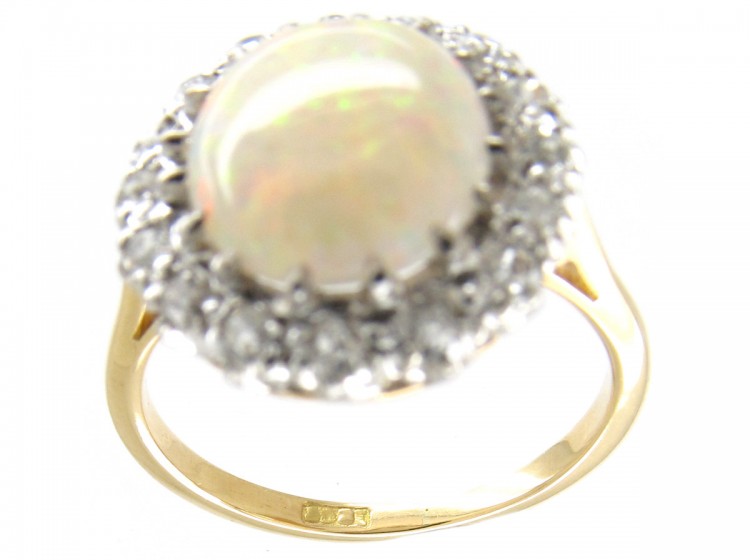 Retro Diamond & Opal Cluster Ring