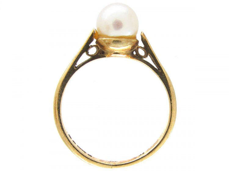 1950s 9ct Gold Single Pearl Ring