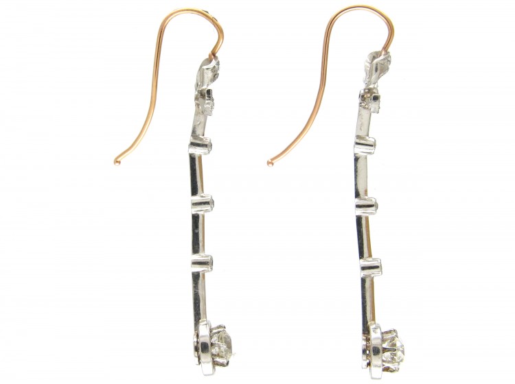 Edwardian Bow Top Platinum & Diamond Drop Earrings