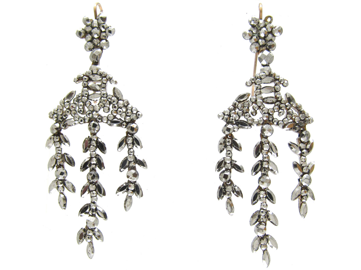 Georgian Cut Steel Earrings (392D) | The Antique Jewellery Company