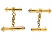 Gold & Cabochon Sapphire Cufflinks