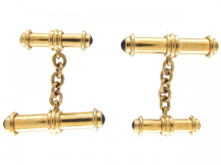 Gold & Cabochon Sapphire Cufflinks