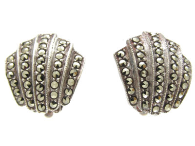 Silver & Marcasite Art Deco Clip Earrings