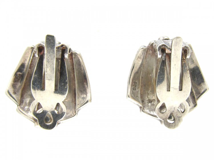 Silver & Marcasite Art Deco Clip Earrings