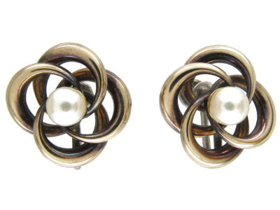 Silver & Pearl Knot Earrings