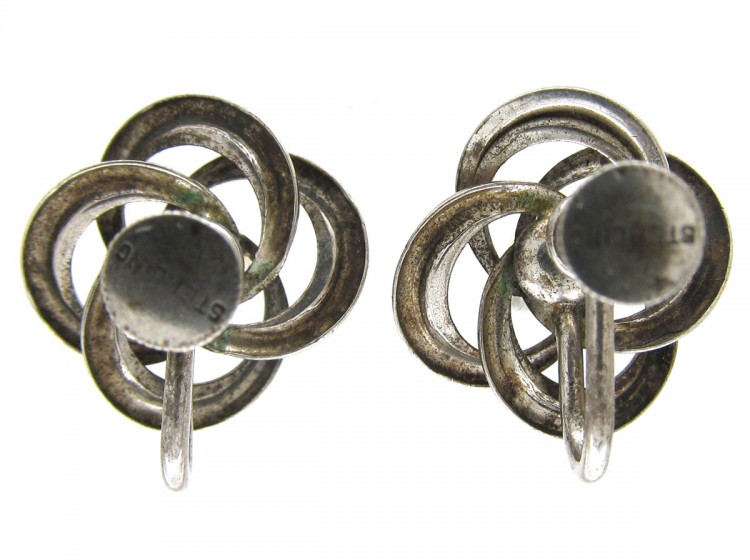 Silver & Pearl Knot Earrings