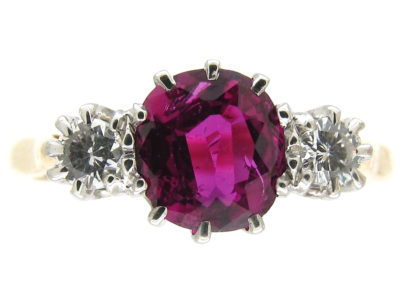 Ruby & Diamond Three Stone Ring