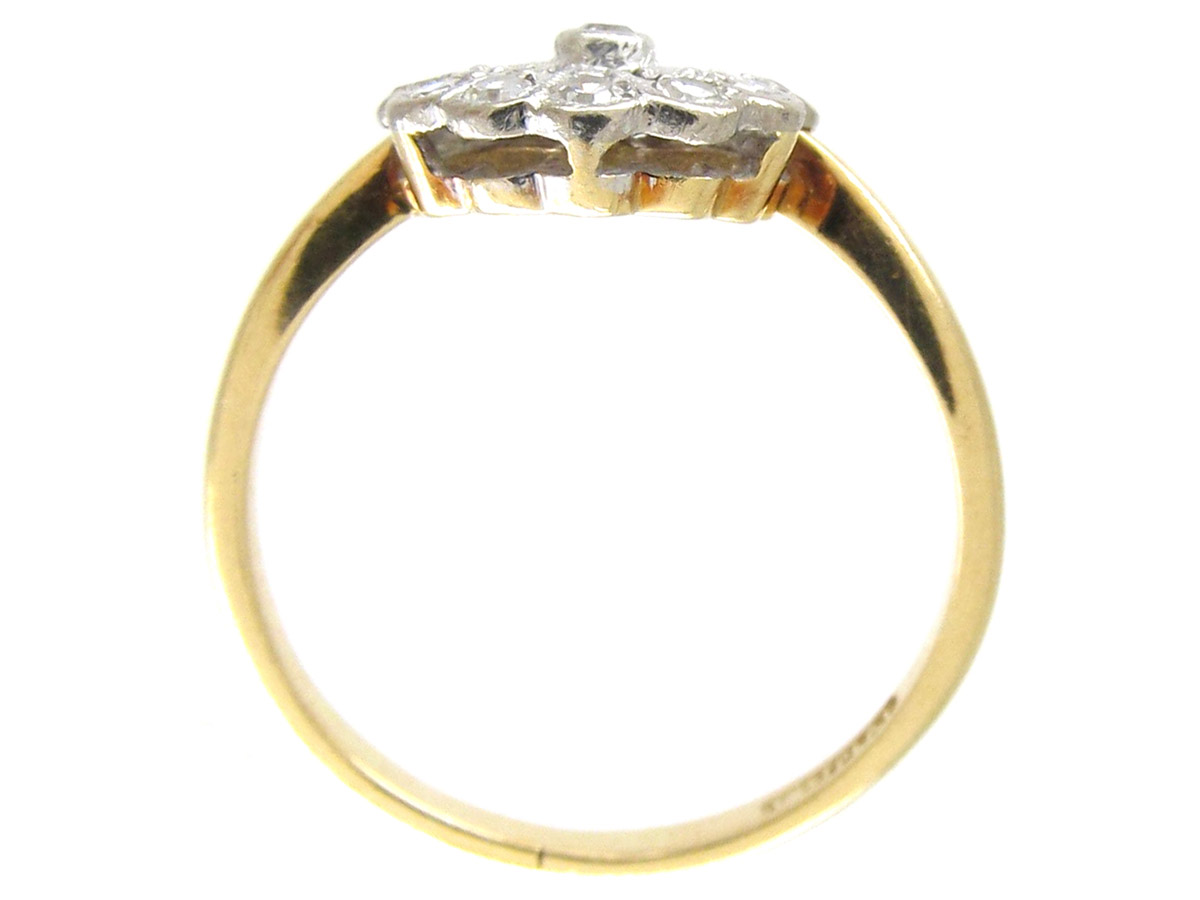 Art Deco Diamond Platinum & 18ct Gold Fan Ring (16F) The Antique