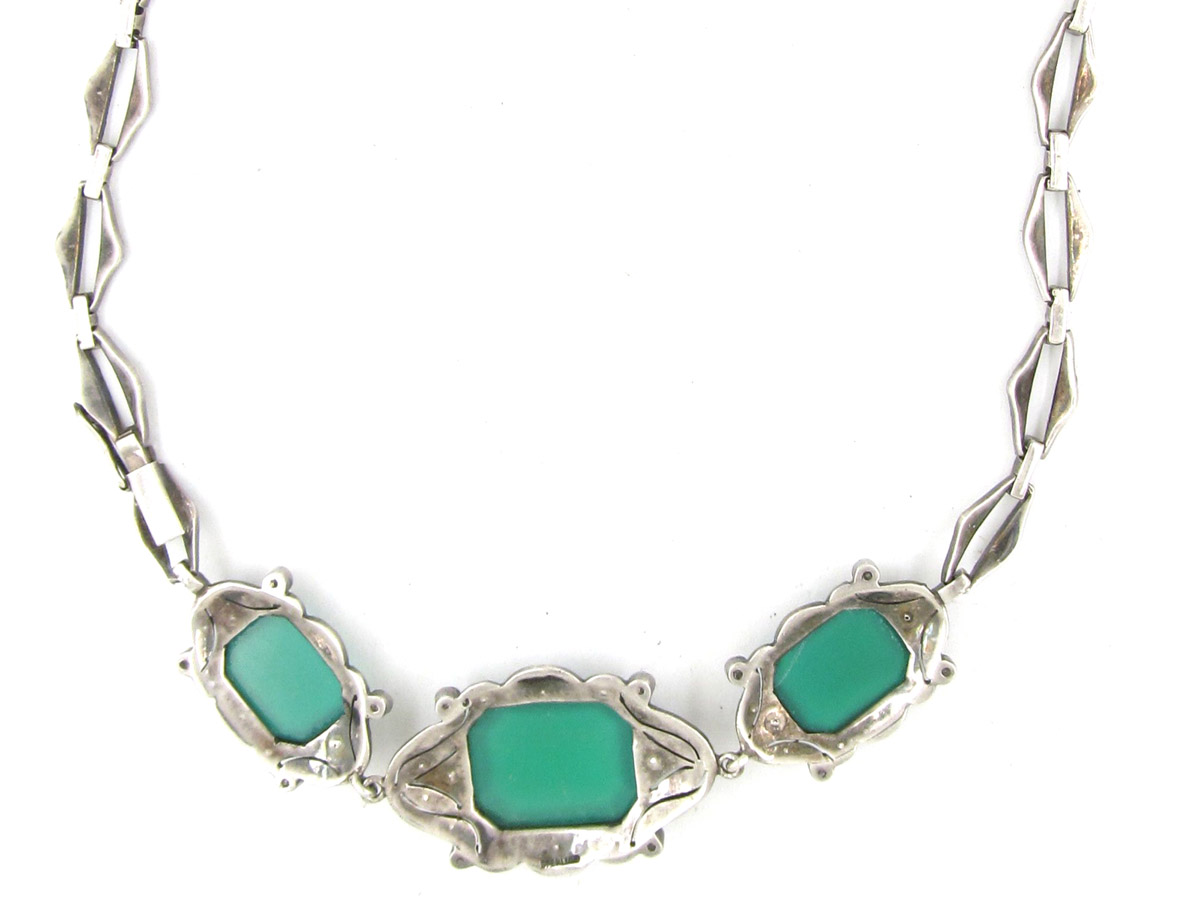 Green Chalcedony & Marcasite Art Deco Silver Necklace (804 E) | The ...