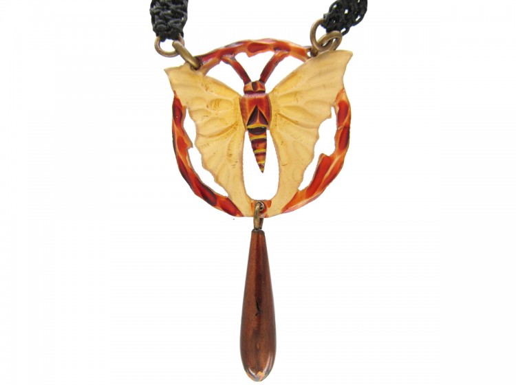 Art Nouveau Horn Butterfly Pendant