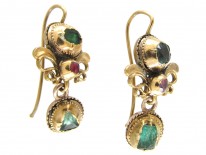 Georgian 18ct Gold, Emerald & Ruby Earrings