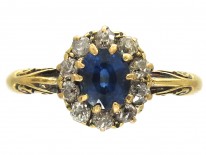 Edwardian Oval Sapphire & Diamond Cluster Ring