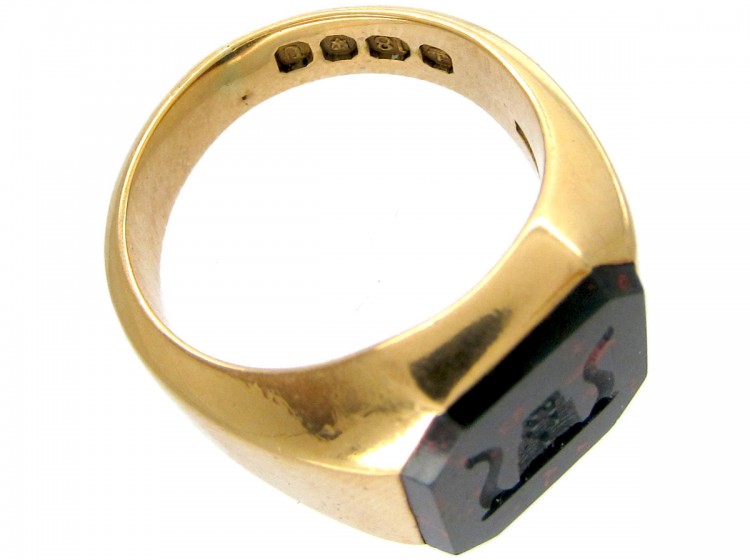 18ct Gold Octagonal Bloodstone Signet Ring