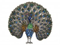 Silver Paste Peacock Booch