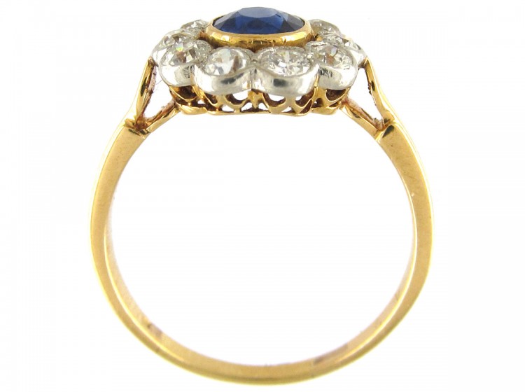 Sapphire & Diamond Open Cluster Edwardian Ring