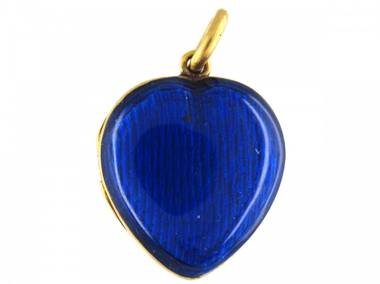 18ct Gold Victorian Blue Enamel Heart Locket