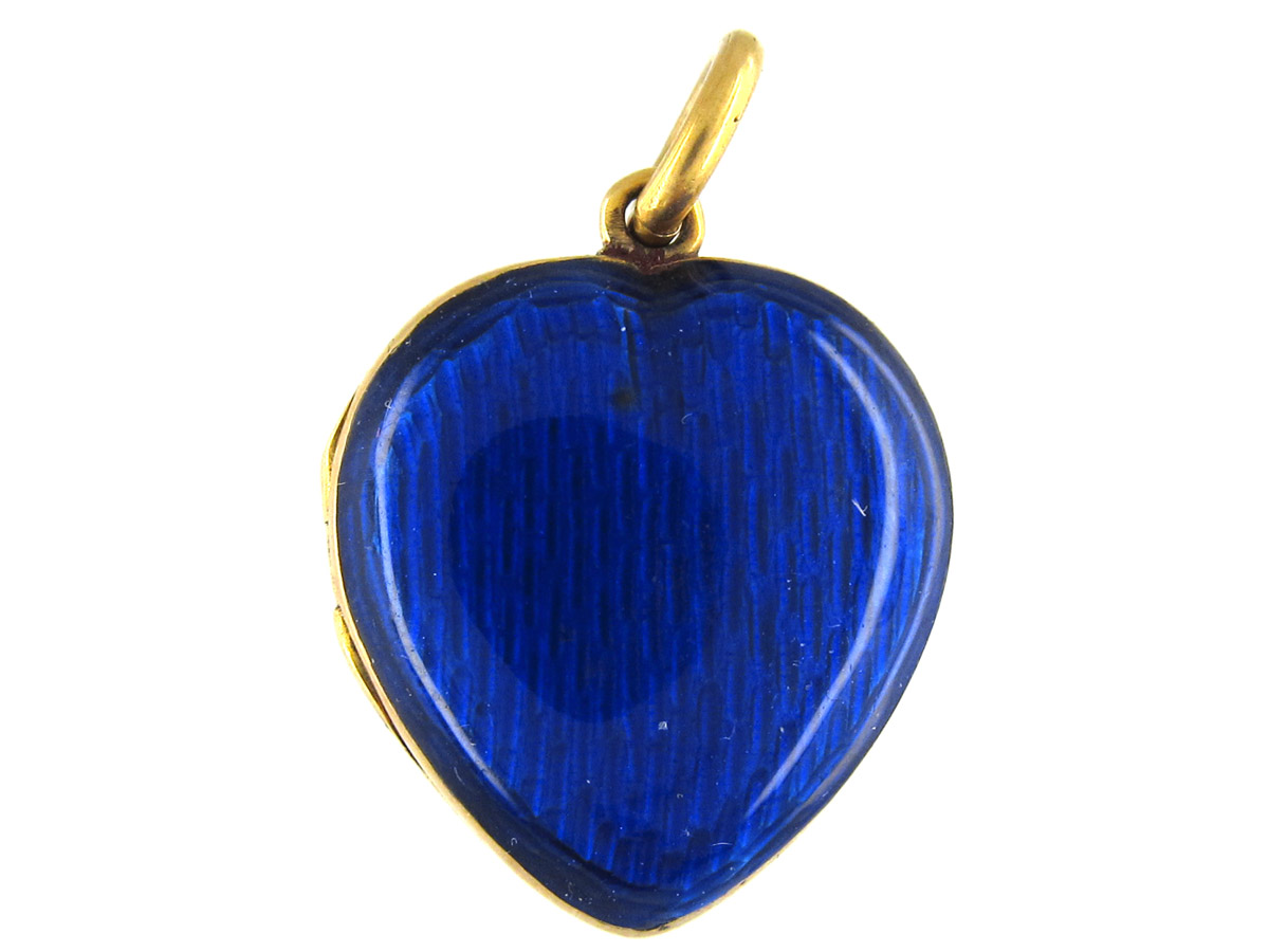 18ct Gold Victorian Blue Enamel Heart Locket (80F) | The Antique ...
