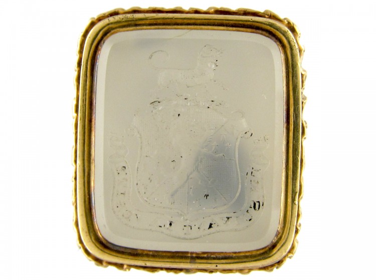 Georgian Gold Cased Seal with Chalcedony Dog Intaglio