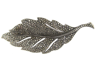 Silver & Marcasite Leaf Brooch