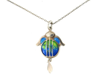 Art Nouveau Silver & Enamel Pendant by James Fenton