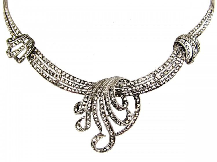 Silver & Marcasite Festoon Necklace