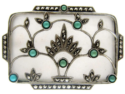 Theodor Fahrner Rock Crystal Turqouise Silver Brooch