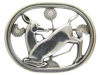 Georg Jensen Silver Deer Brooch