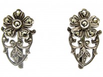 Silver & Marcasite Flower Clip Earrings