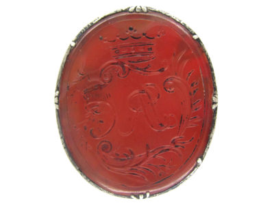 Large Georgian Silver & Carnelian Crested Seal
