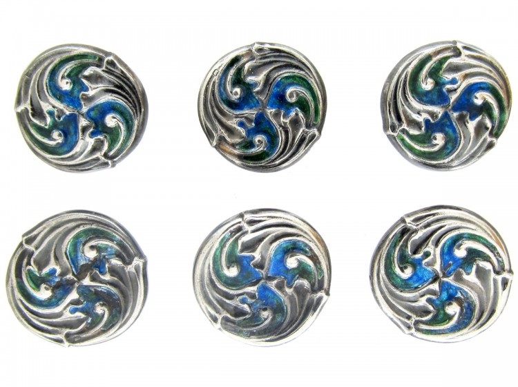 Silver & Enamel Buttons by Liberty & Co.