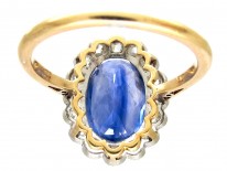 Native-Cut Ceylon Sapphire & Diamond Edwardian Ring