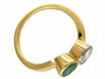 Art Nouveau Emerald & Diamond Twist Ring