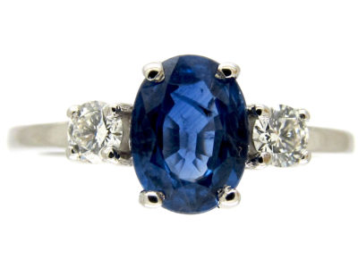 Sapphire & Diamond Three Stone Ring