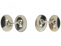 Platinum Art Deco Sapphire & Diamond Oval Cufflinks