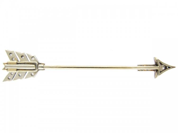 Edwardian 15ct Gold & Platinum Diamond Arrow Brooch