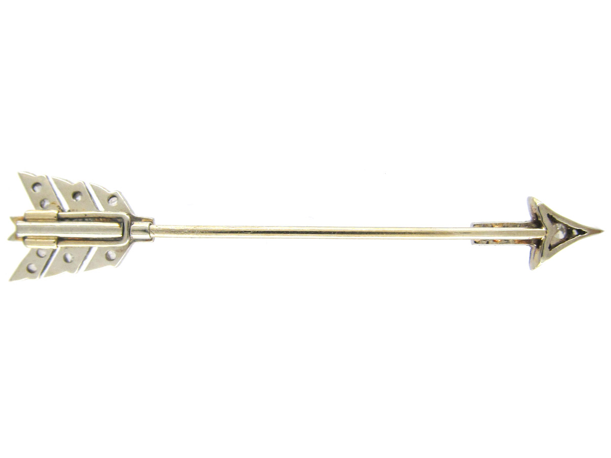 Edwardian 15ct Gold & Platinum Diamond Arrow Brooch (17/O) The