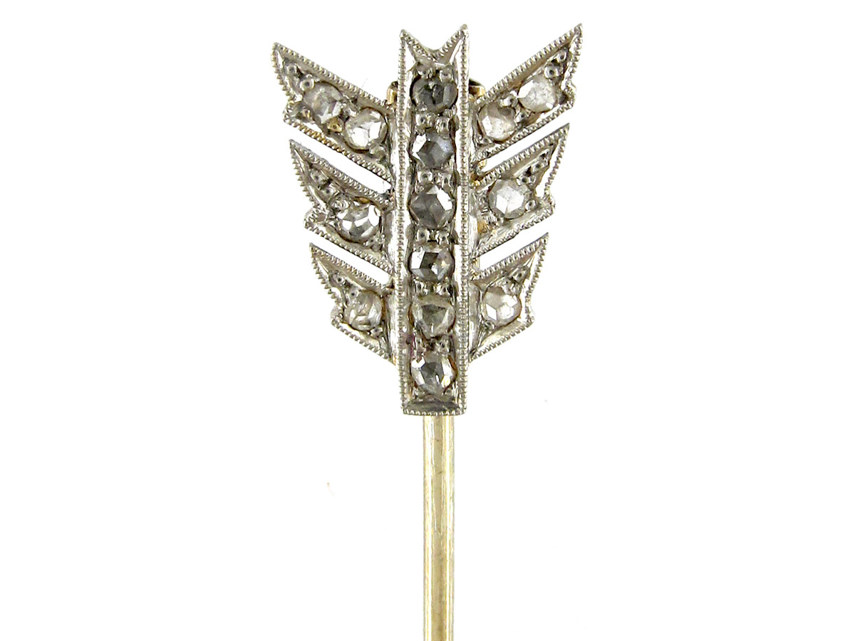 Edwardian 15ct Gold & Platinum Diamond Arrow Brooch (17/O) The